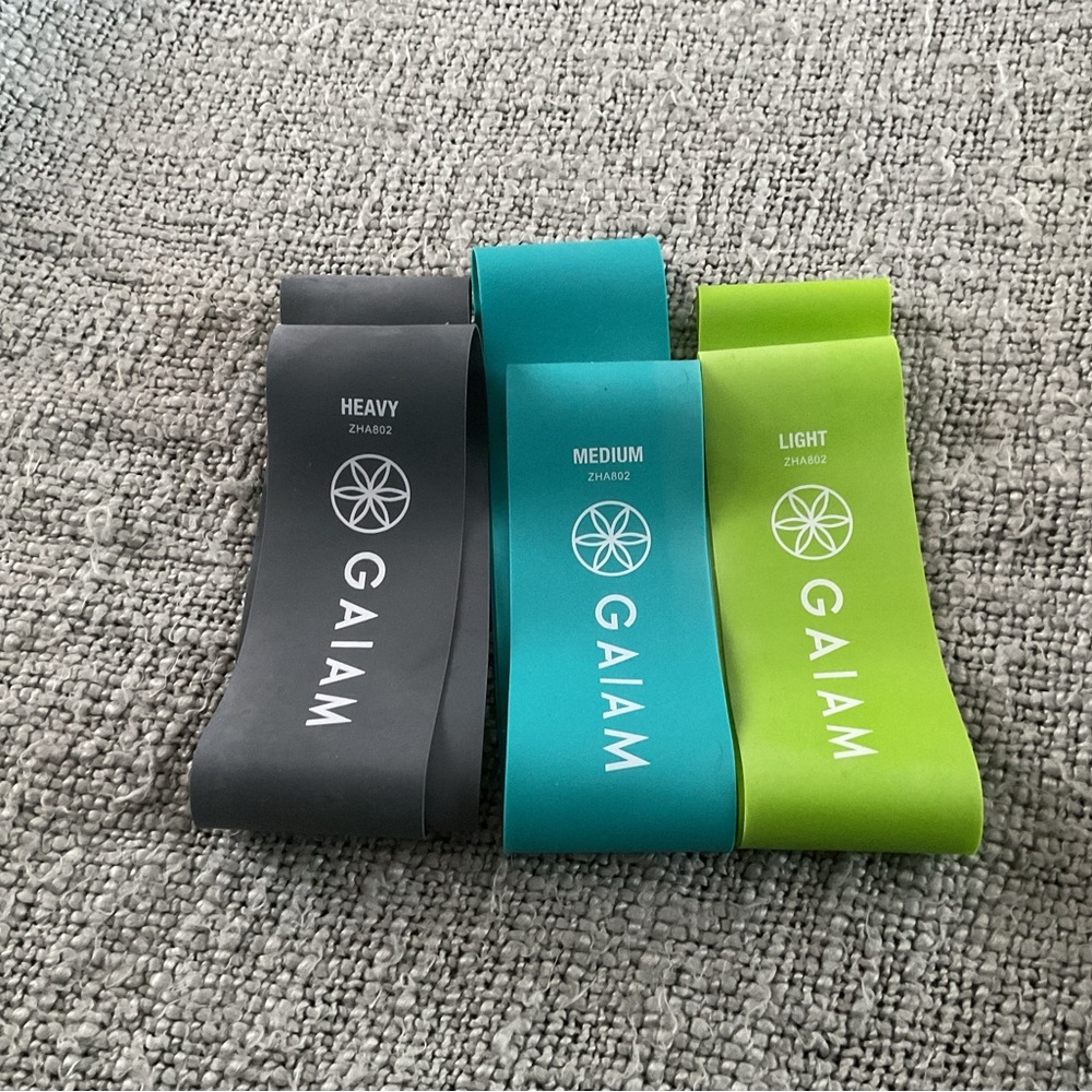 GAIAM Loop Resistance Bands in Gray, Teal, Lime Green